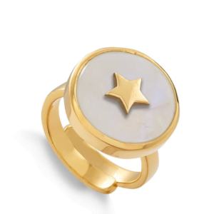 SVP Stellar lightening gold ring RAINBOW MOONSTONE