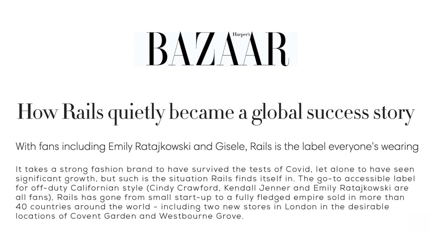 RAILS, Shop UK, cotton shirt, LA Brand, California lifestyle, Harper's Bazaar