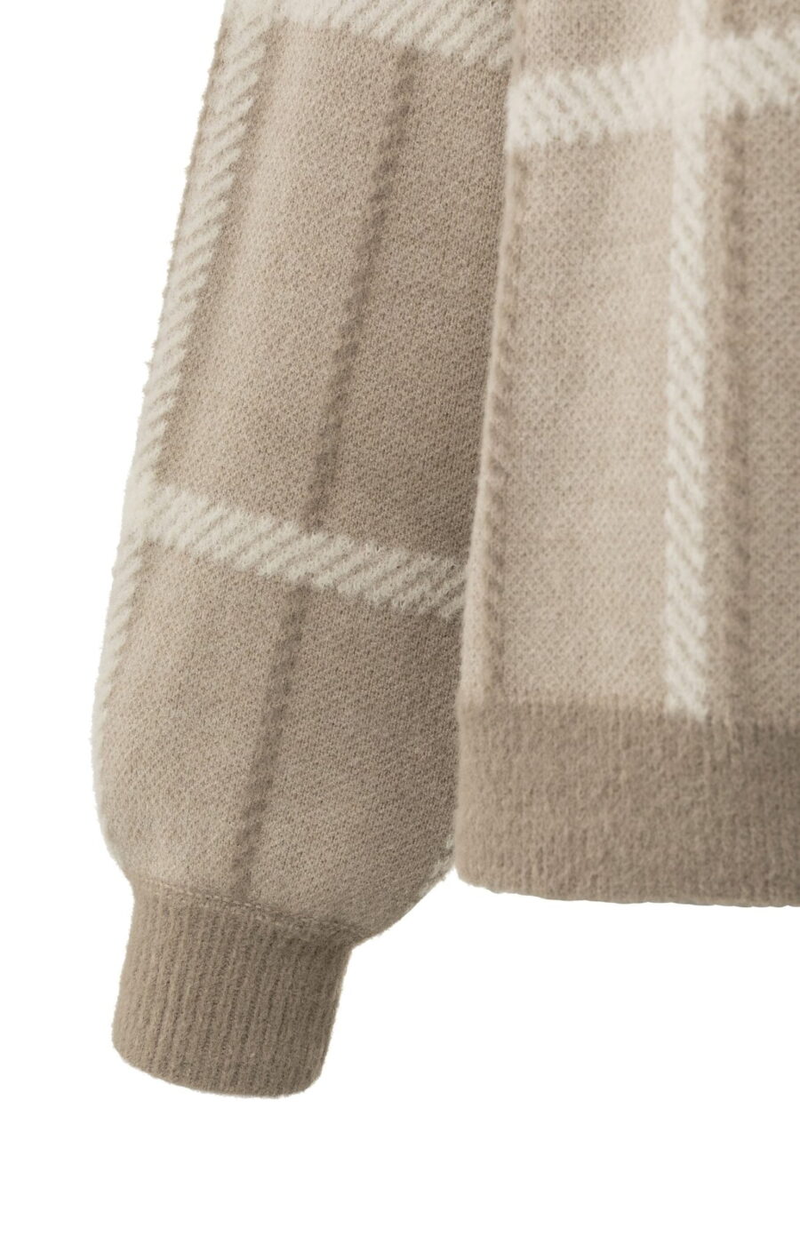 YAYA Open knitted check cardigan BEIGE Ladies Designer knitwear