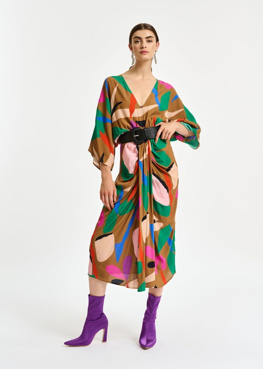 ESSENTIEL ANTWERP Capuccino kimono wrap dress MULTI