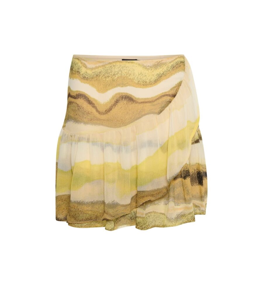 SOAKED IN LUXURY Luciana skirt WATERCOLOUR Short Green Print Spring 23