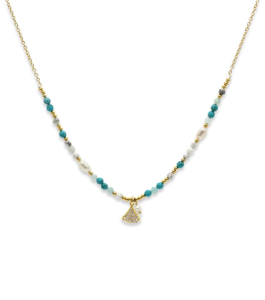 BOHO BETTY Parvati pearl necklace TURQUOISE