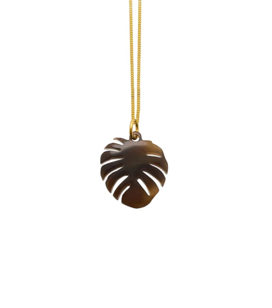 BRANCH JEWELLERY Horn palm leaf pendant BROWN