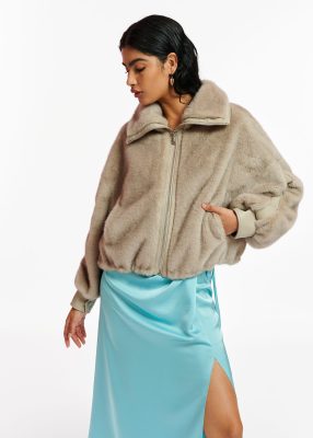 ESSENTIEL ANTWERP Erg faux fur jacket SAND