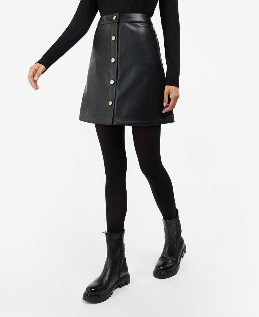 BARBOUR Napier skirt BLACK Faux Leather A-line skirt