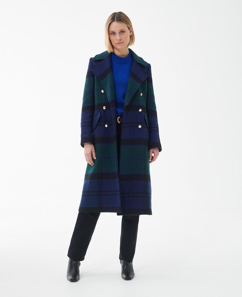 BARBOUR Tartan marlene wool coat NAVY