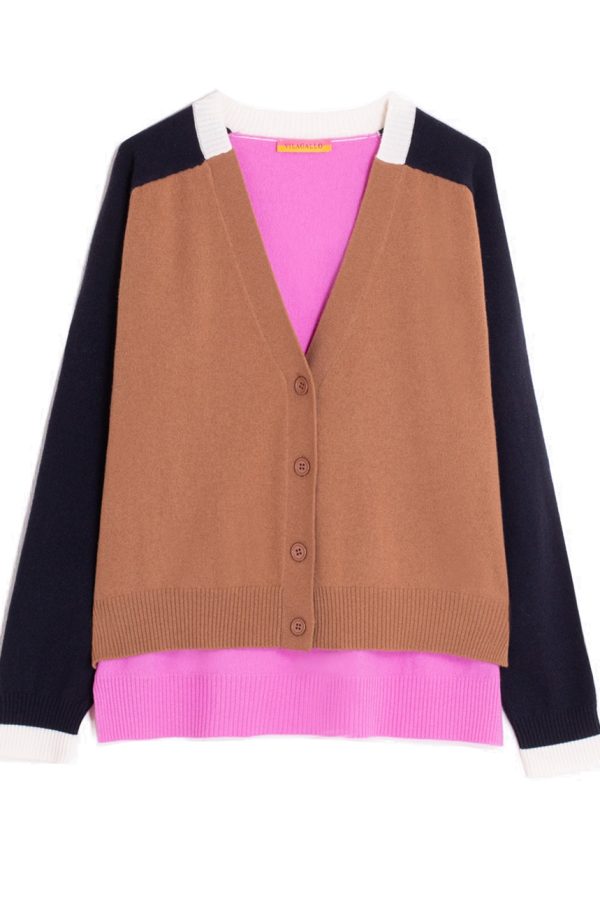 VILAGALLO Alina knitted cardigan CAMEL