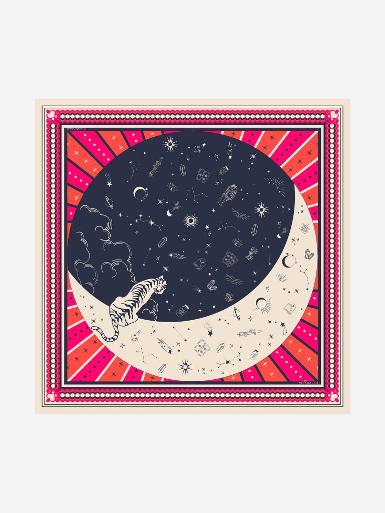 VILAGALLO Galaxy silk scarf MULTI