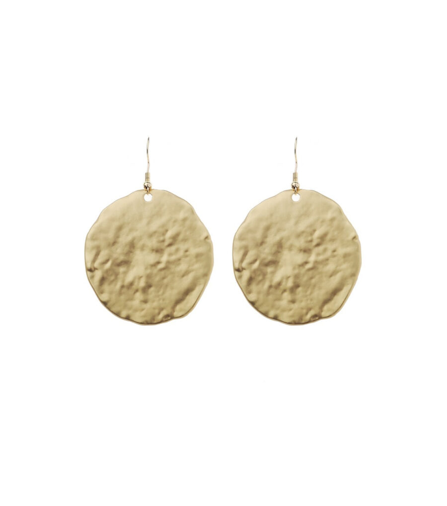 WOMENS SOCIETY hammered coin matt earrings GOLD