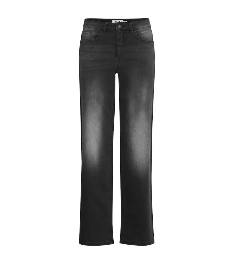 ICHI Twiggy straight long jeans WASHED BLACK