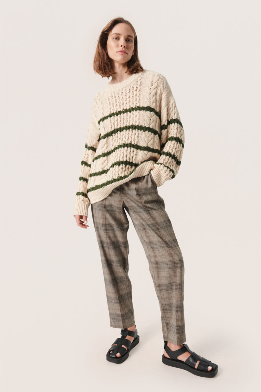 SOAKED IN LUXURY Franna stripe pullover SAND
