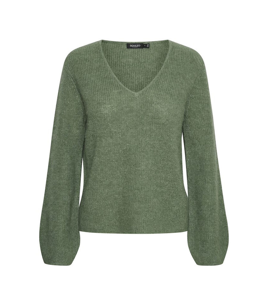 SOAKED IN LUXURY Tuesday v-neck jumper GREEN