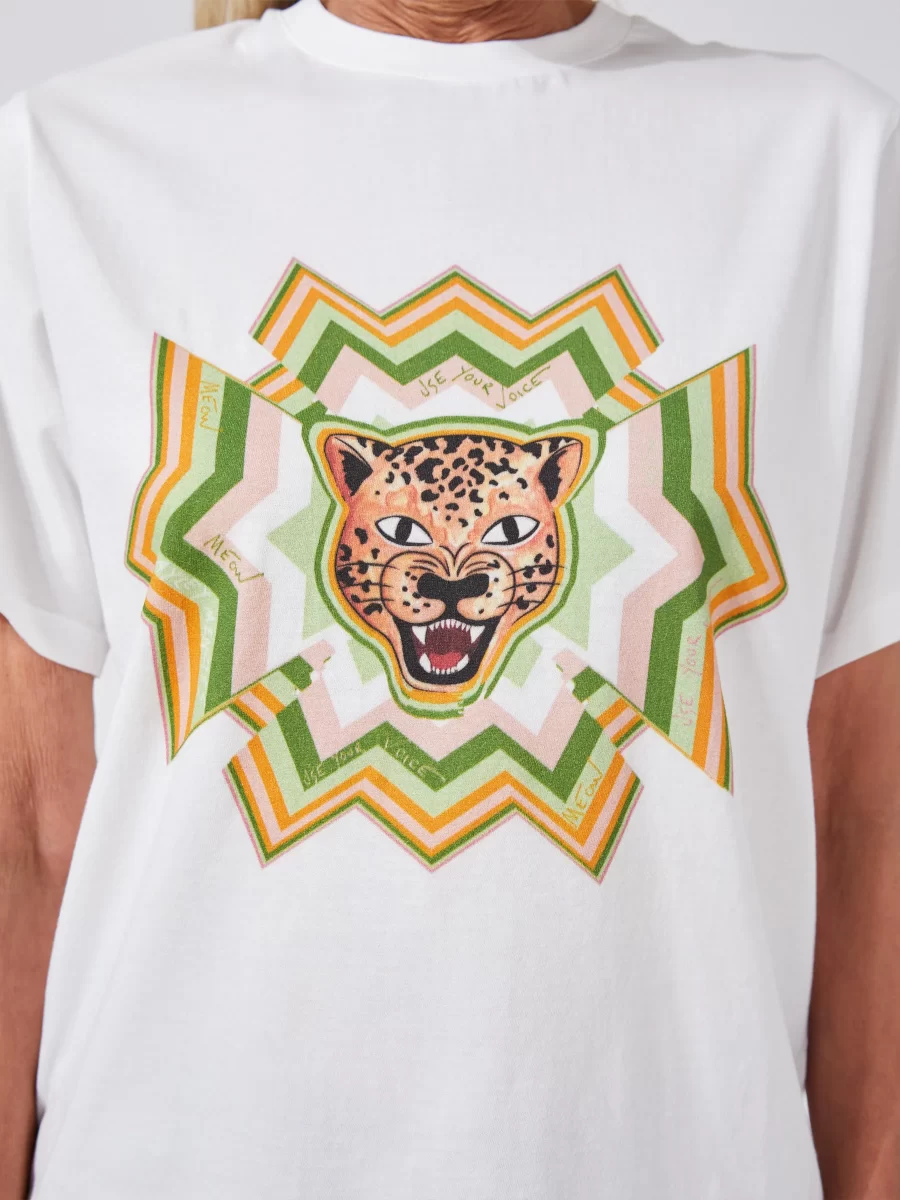 HAYLEY MENZIES Psychedelic leopard t-shirt WHITE